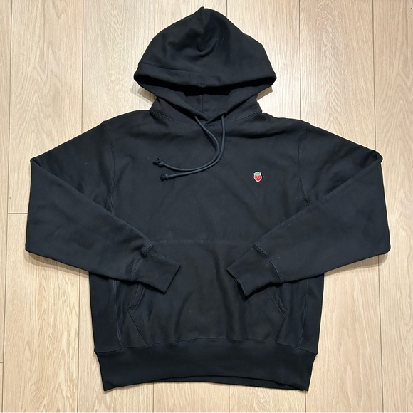 Champion Other - Champion Reverse Weave Hoodie Black Pullover Sweatshirt Tapered Strawberry Logo